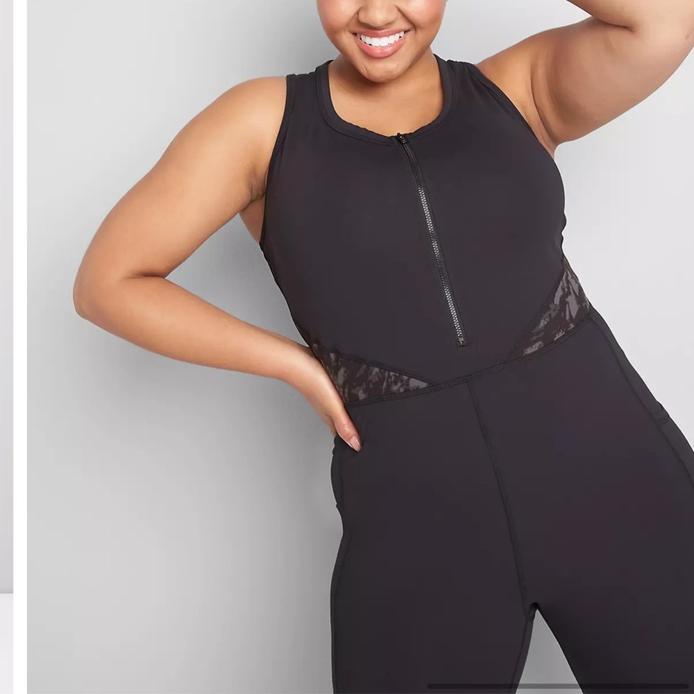 Lane Bryant Black Active LIVI Soft Sleeveless Fitted Jumpsuit NWT Size 22/24 - Picture 2 of 8